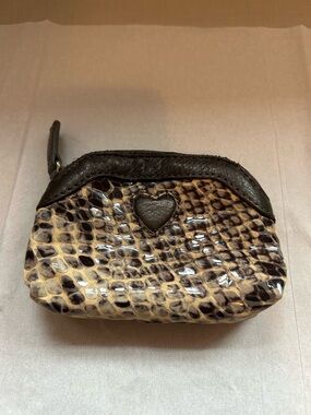 Brighton Leopard-Pattern Coin Pouch with Heart Accent - Brown